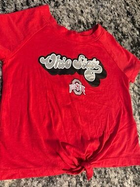 Rivalry Threads Red Ohio State Kids' Tee with Front Knot